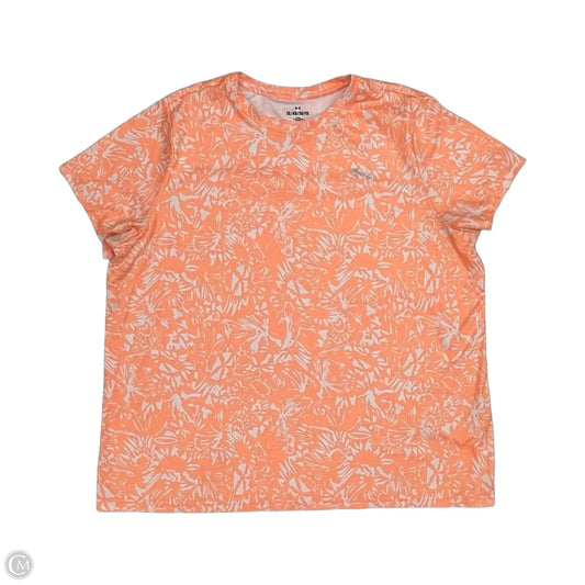 Athletic Top Short Sleeve By Under Armour In Orange & White, Size: 1x