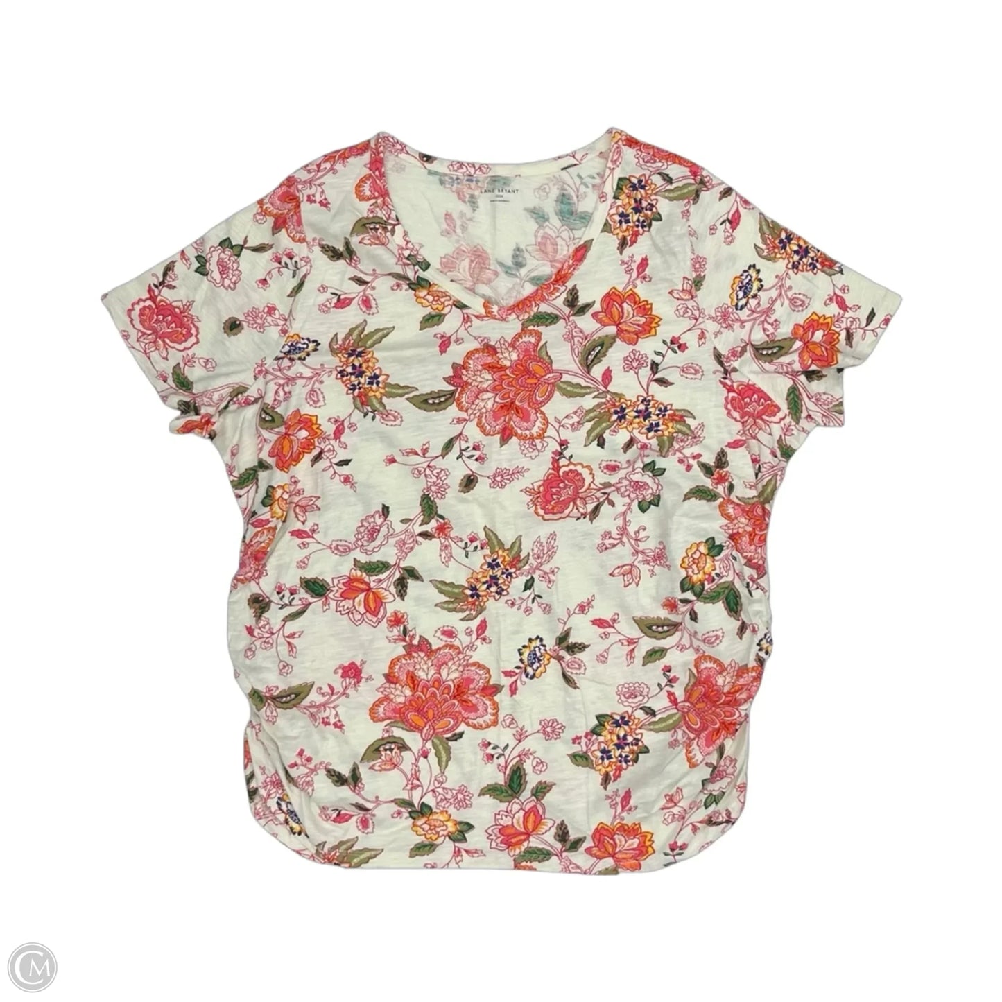 Top Short Sleeve By Lane Bryant In Cream & Pink, Size: 3x