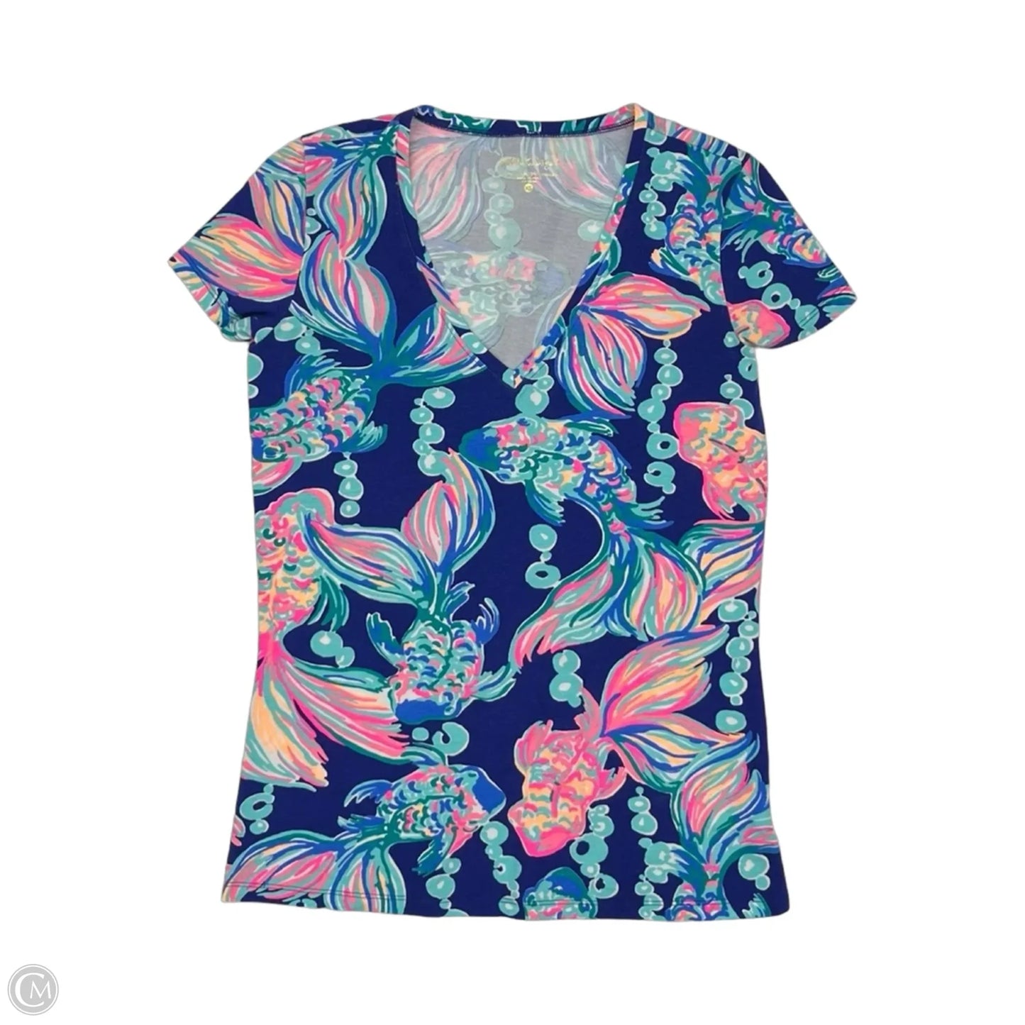 Top Short Sleeve Designer By Lilly Pulitzer In Blue, Size: Xs