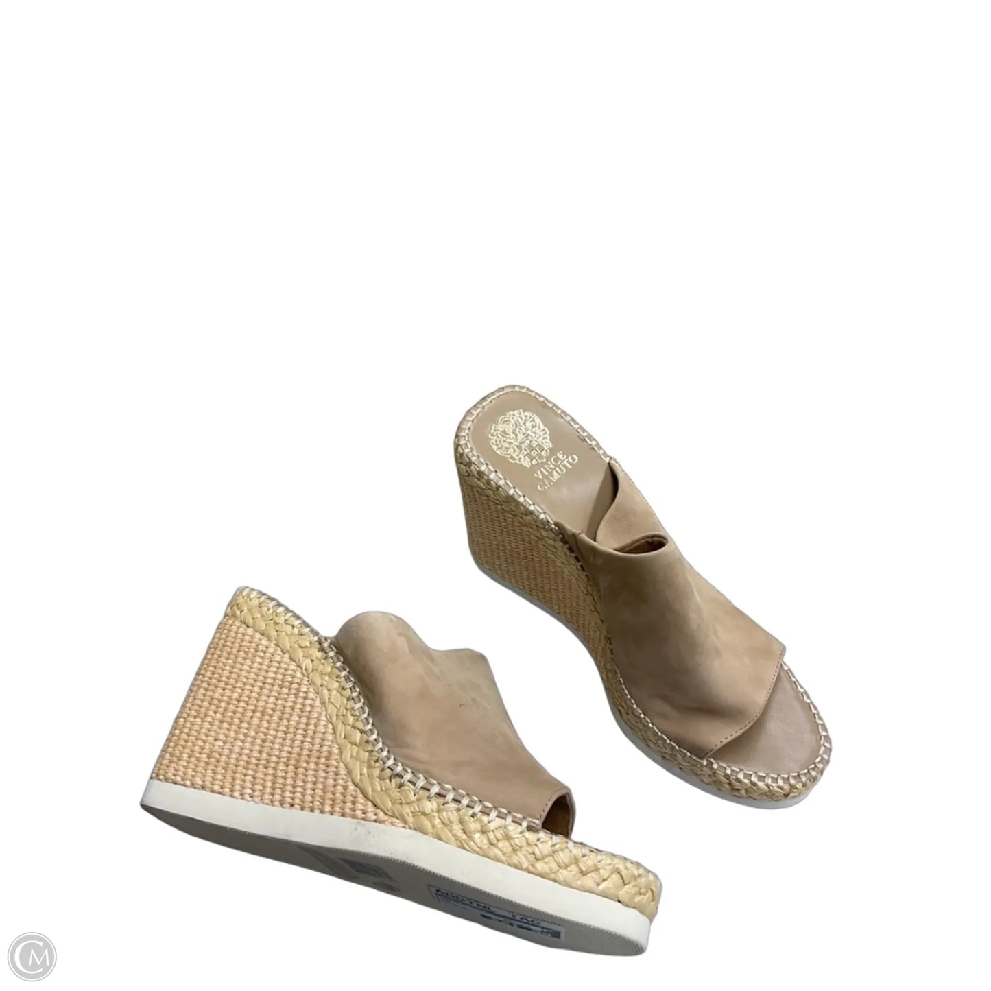 Sandals Heels Wedge By Vince Camuto In Tan, Size: 9.5