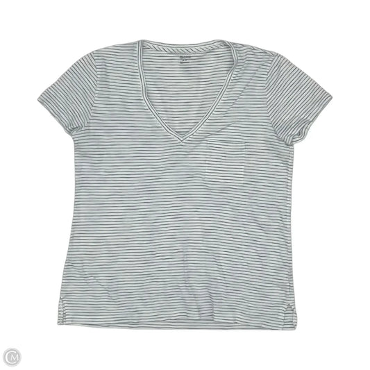 Top Short Sleeve By Madewell In Blue & White, Size: S