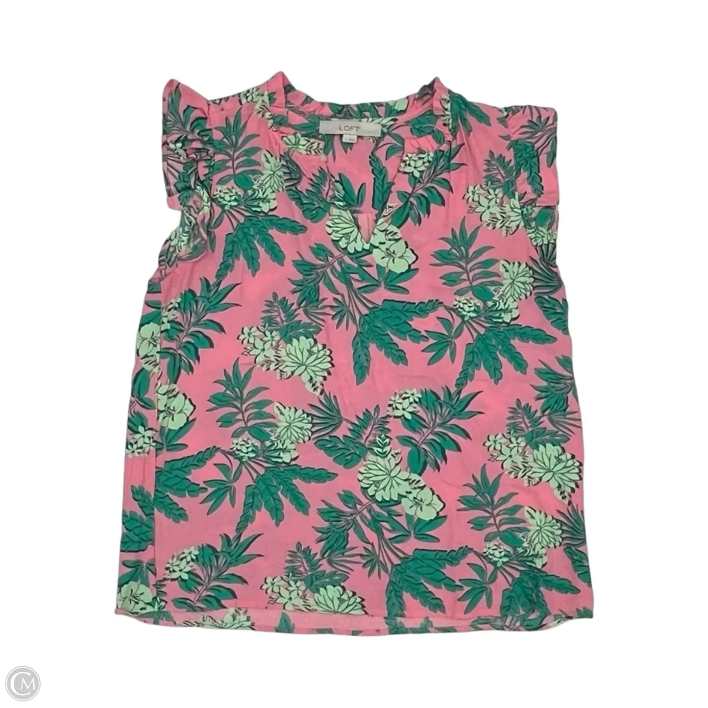 Blouse Sleeveless By Loft In Green & Pink, Size: S