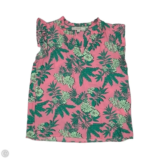 Blouse Sleeveless By Loft In Green & Pink, Size: S