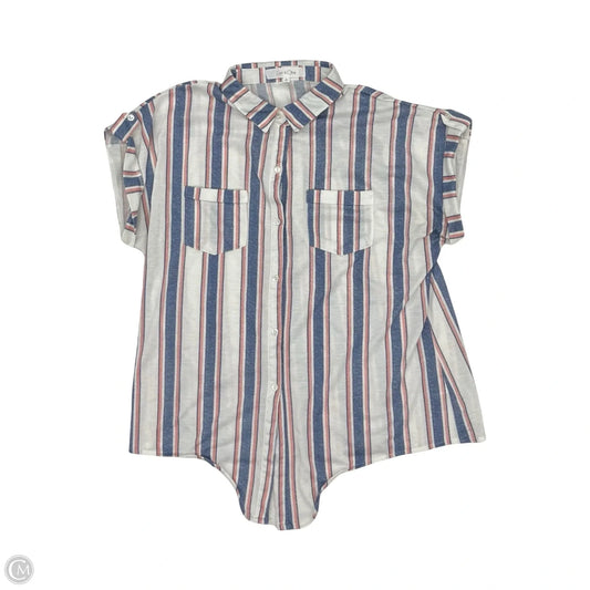 Top Short Sleeve By Eden & Olivia In Blue & White, Size: L