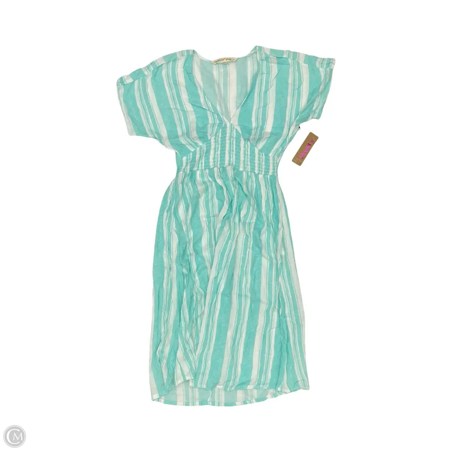 Dress Casual Midi By Vanilla Star In Blue & White, Size: S