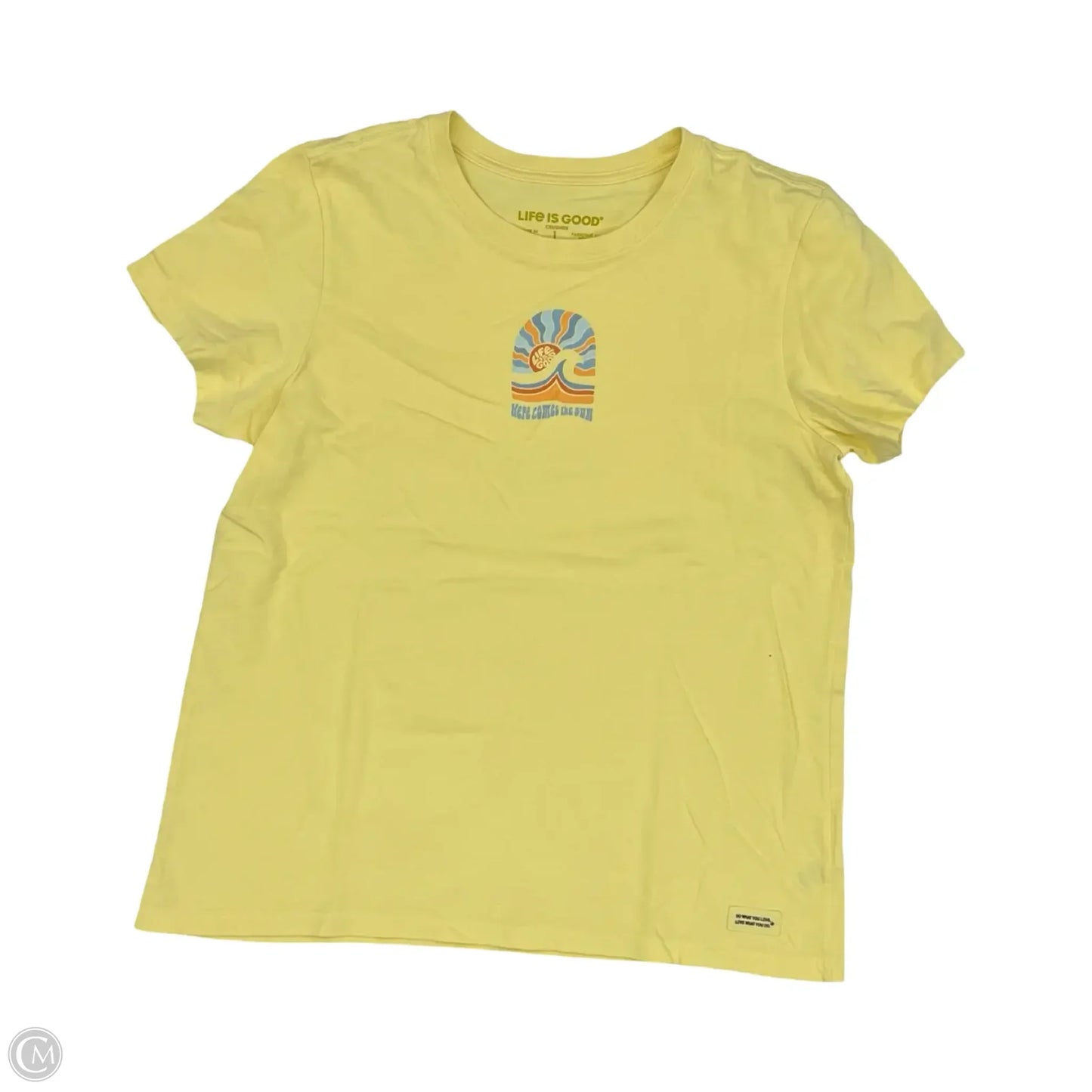 Top Short Sleeve By Life Is Good In Yellow, Size: L