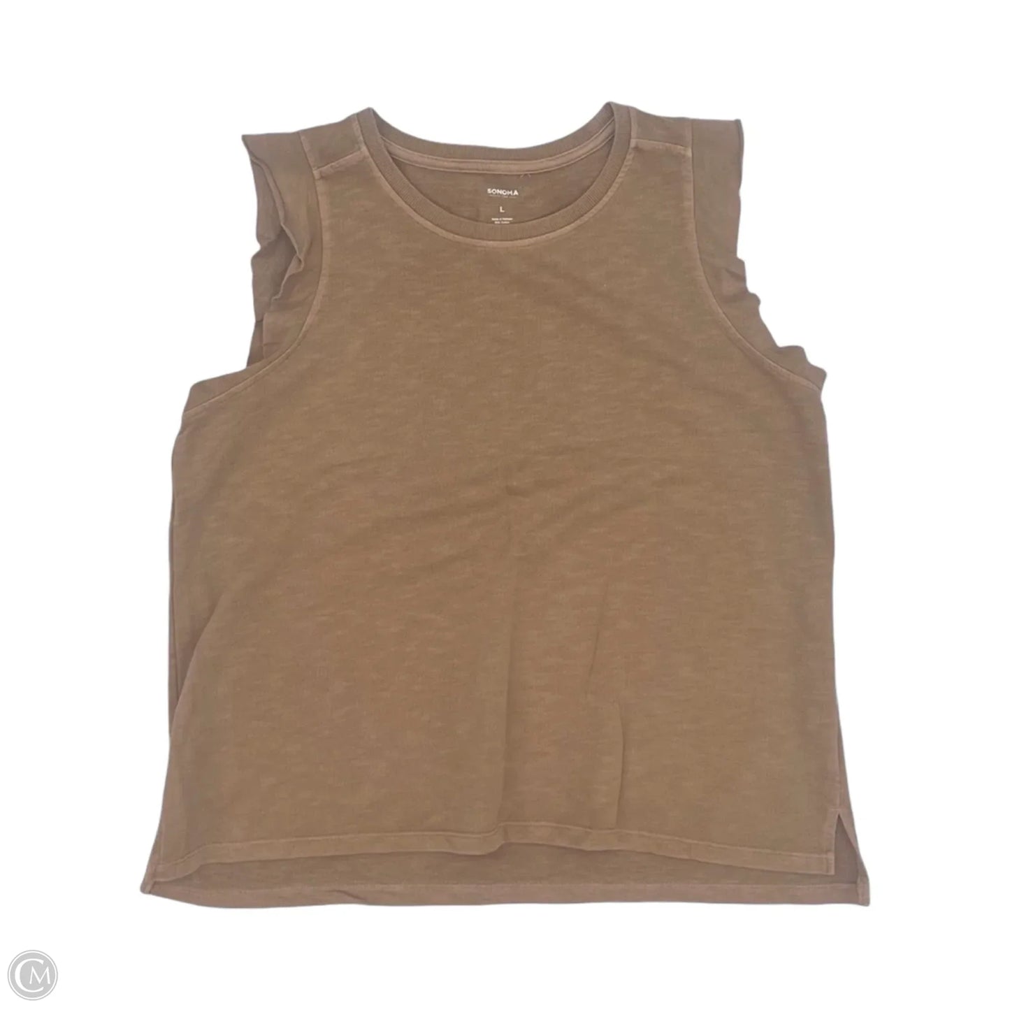 Top Sleeveless By Sonoma In Tan, Size: L