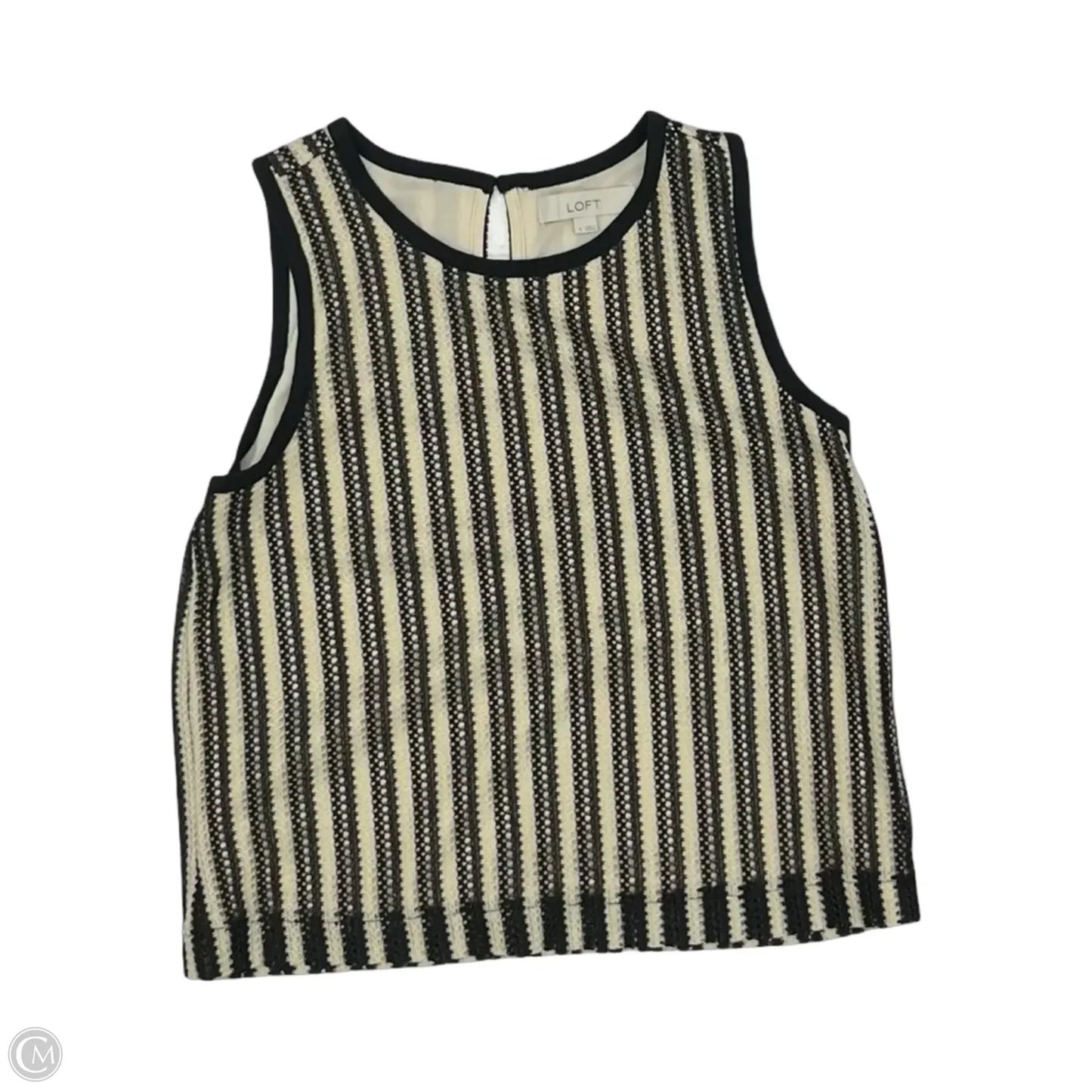 Top Sleeveless By Loft In Black & Tan, Size: S