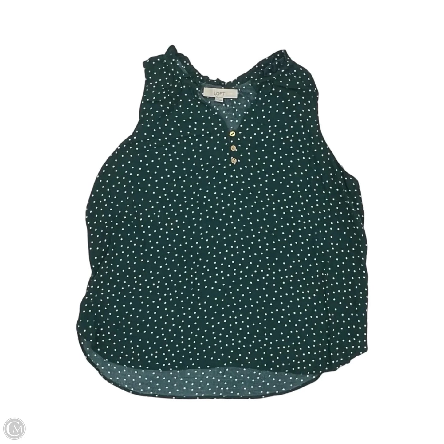 Blouse Sleeveless By Loft In Green & White, Size: Xl