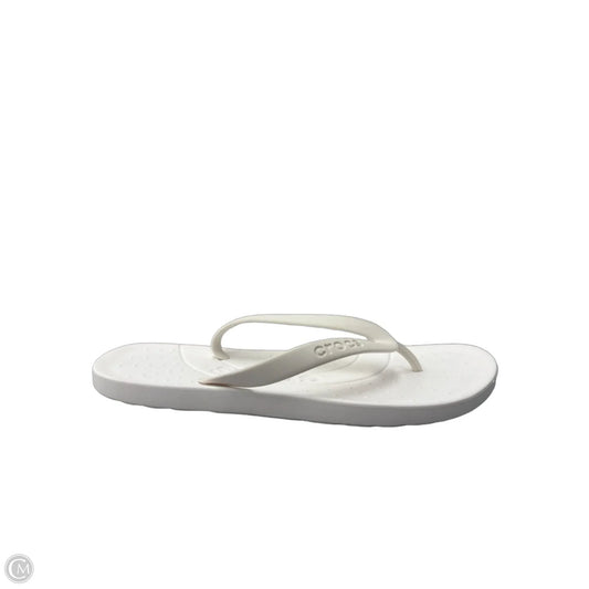 Sandals Flip Flops By Crocs In White, Size: 10