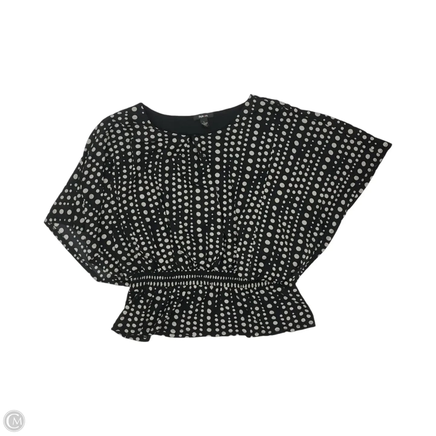 Blouse Short Sleeve By Style And Company In Black & Tan, Size: L