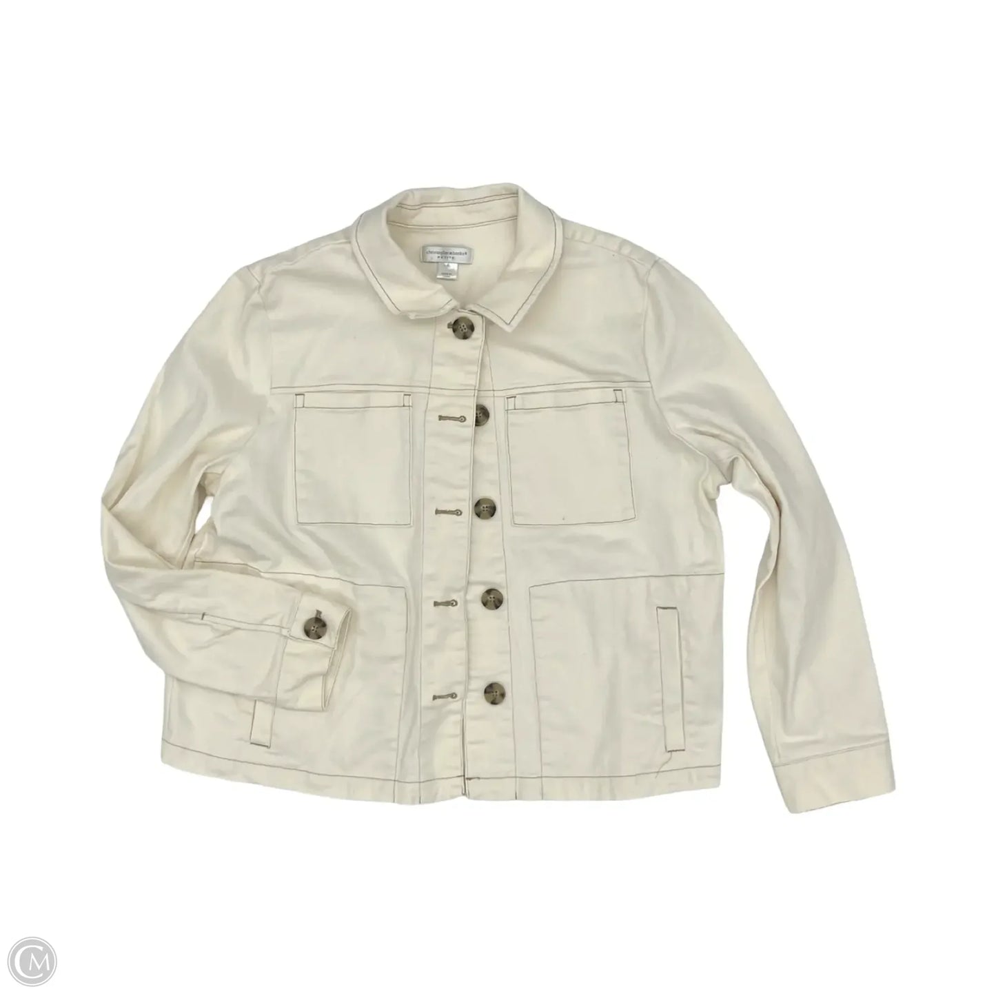 Jacket Denim By Christopher And Banks In Tan Denim, Size: Xl