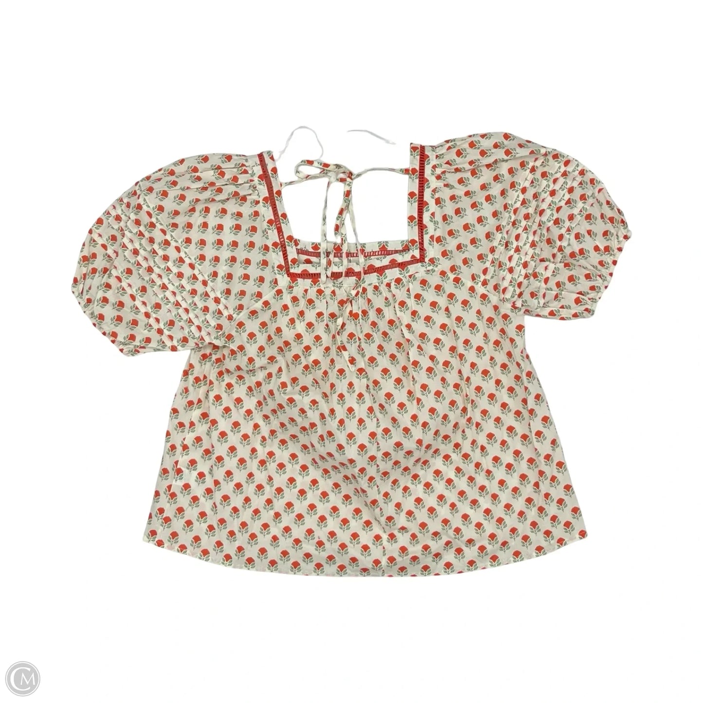 Top Short Sleeve By Entro In Cream & Red, Size: L