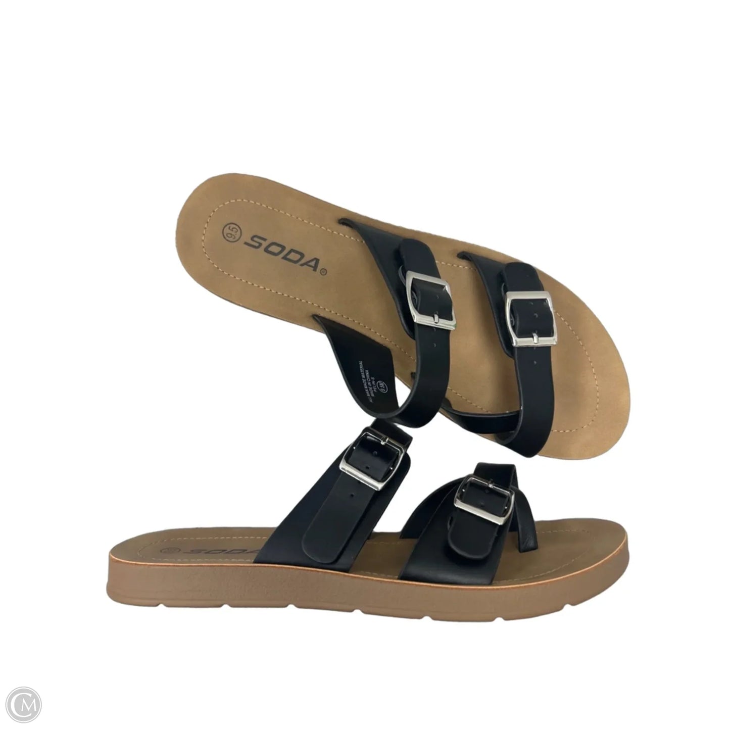 Sandals Flats By Soda In Black, Size: 9.5