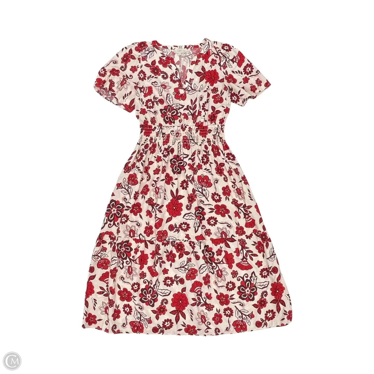Dress Party Long By Loft In Cream & Red, Size: M