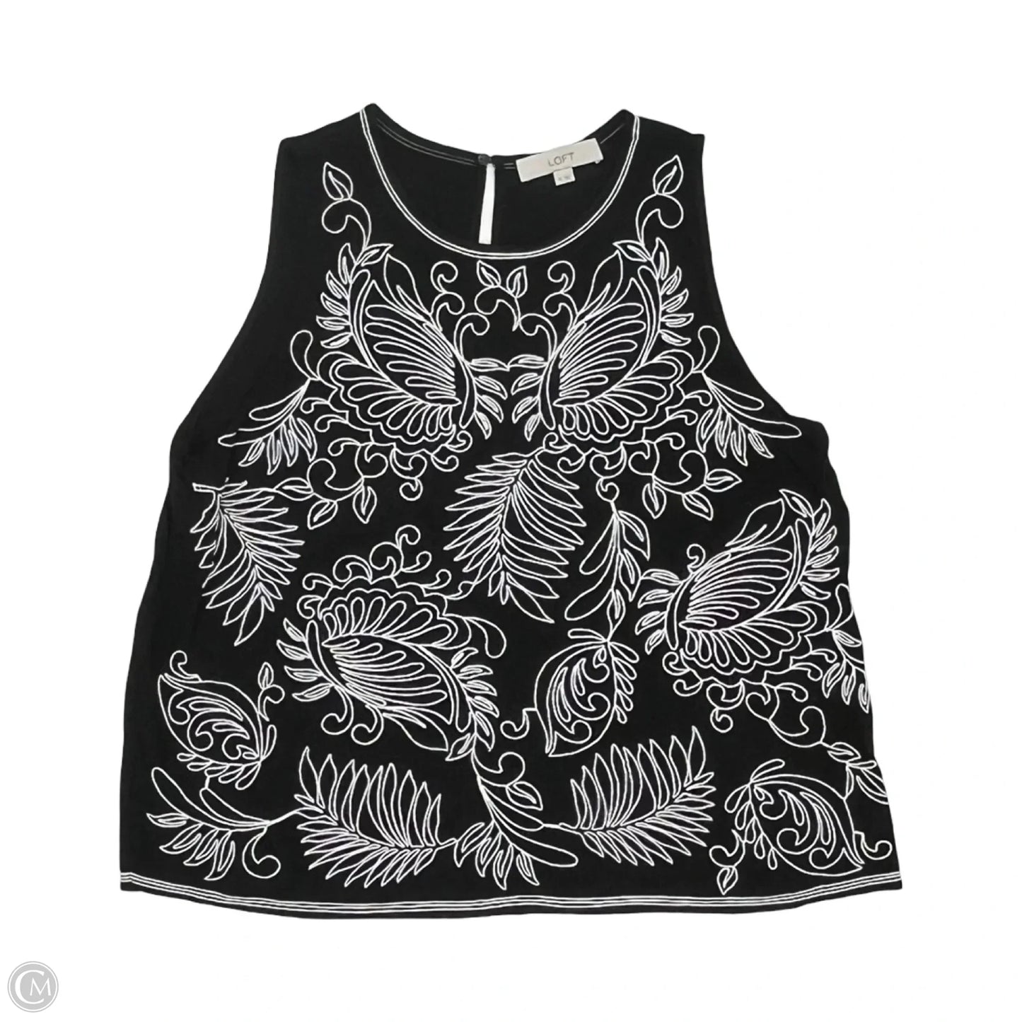Top Sleeveless By Loft In Black & White, Size: Xl