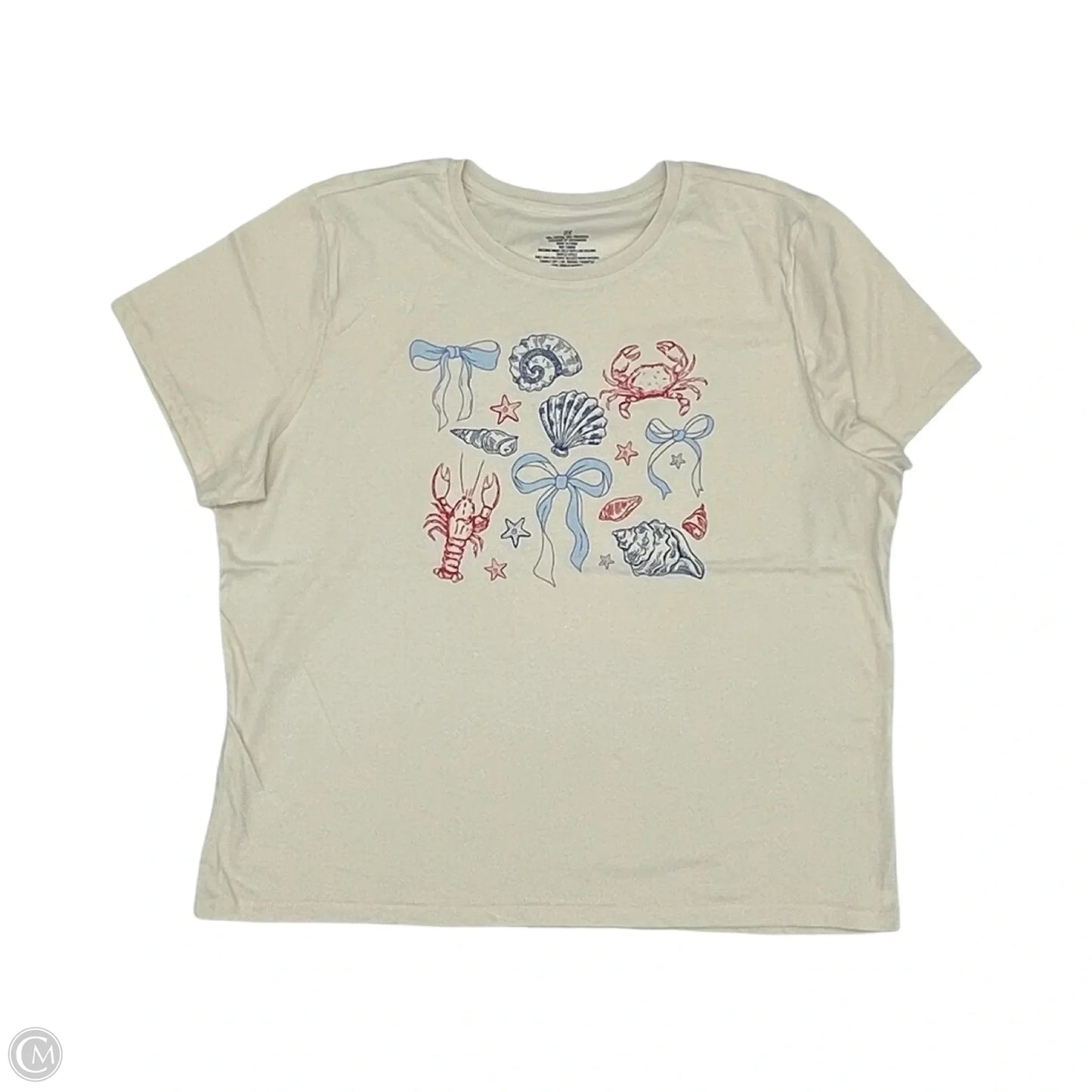 Top Short Sleeve By Cme In Cream, Size: 2x