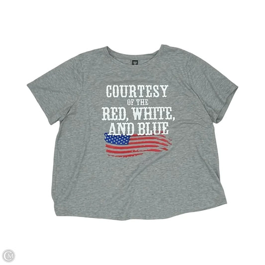 Top Short Sleeve By Shein In Grey, Size: 2x