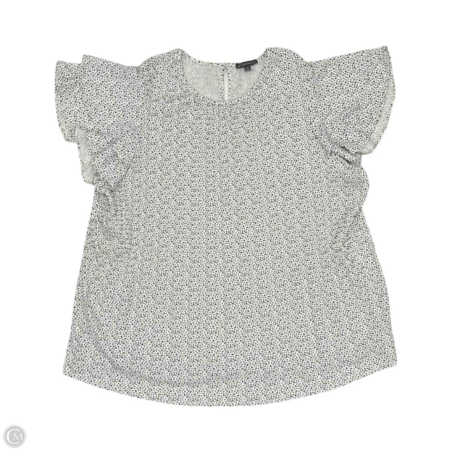 Blouse Short Sleeve By Adrianna Papell In Black & White, Size: 1x