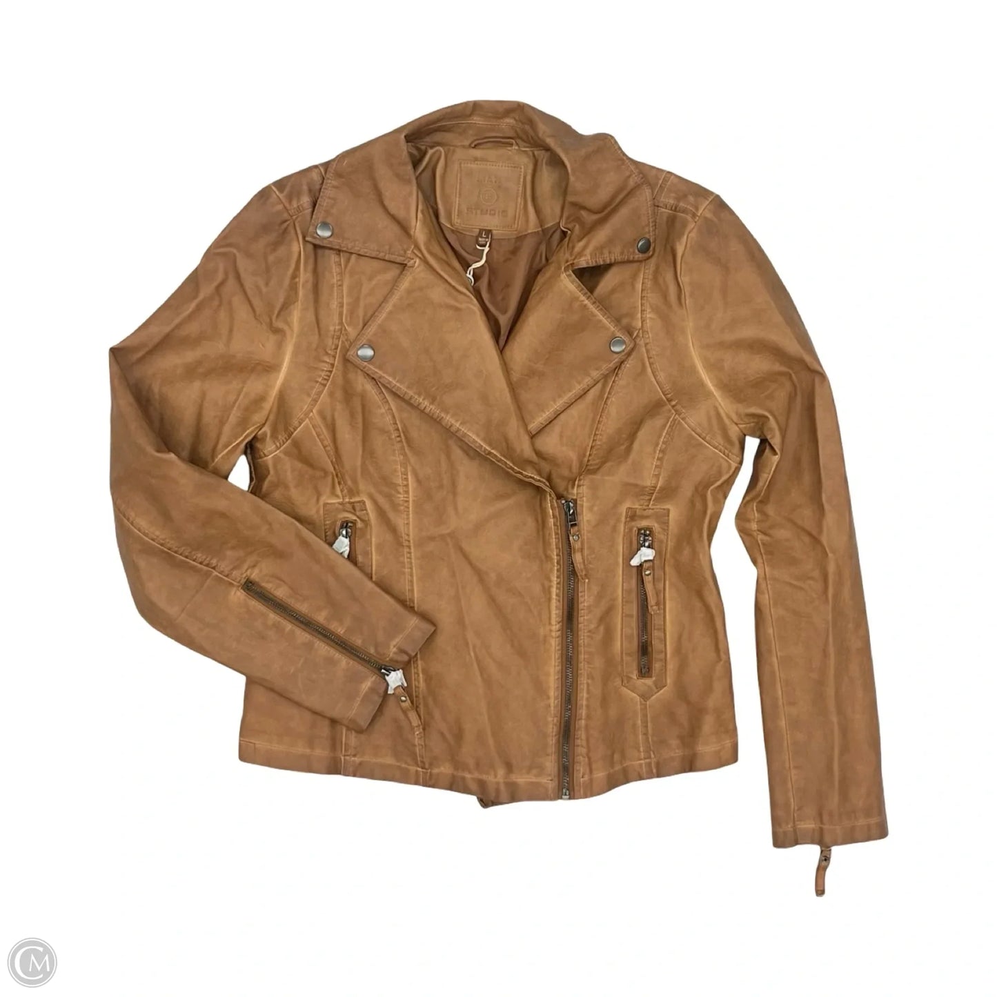 Jacket Moto By Max Studio In Brown, Size: L