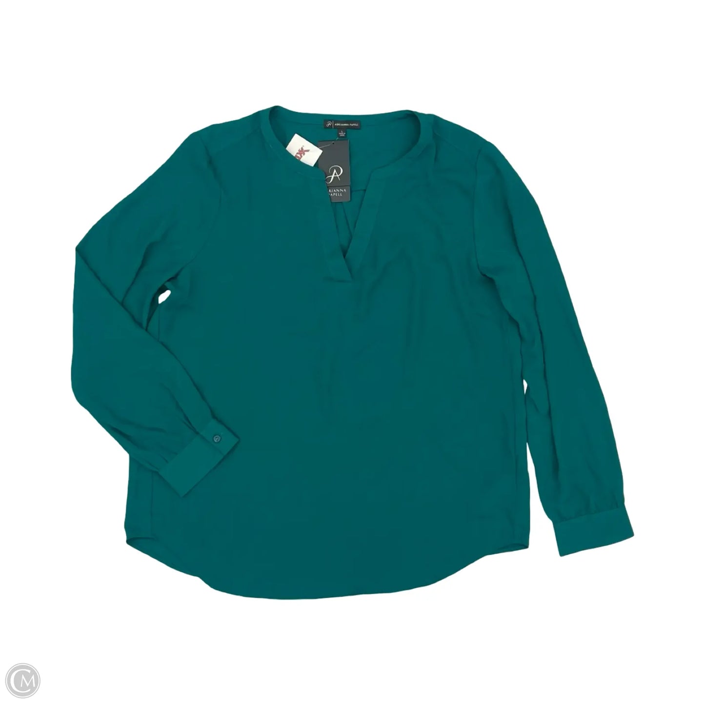 Blouse Long Sleeve By Adrianna Papell In Teal, Size: L