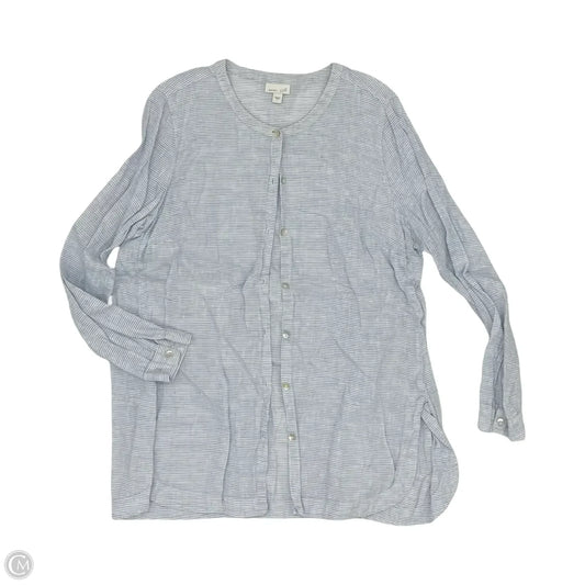 Top Long Sleeve By J. Jill In Blue & White, Size: L