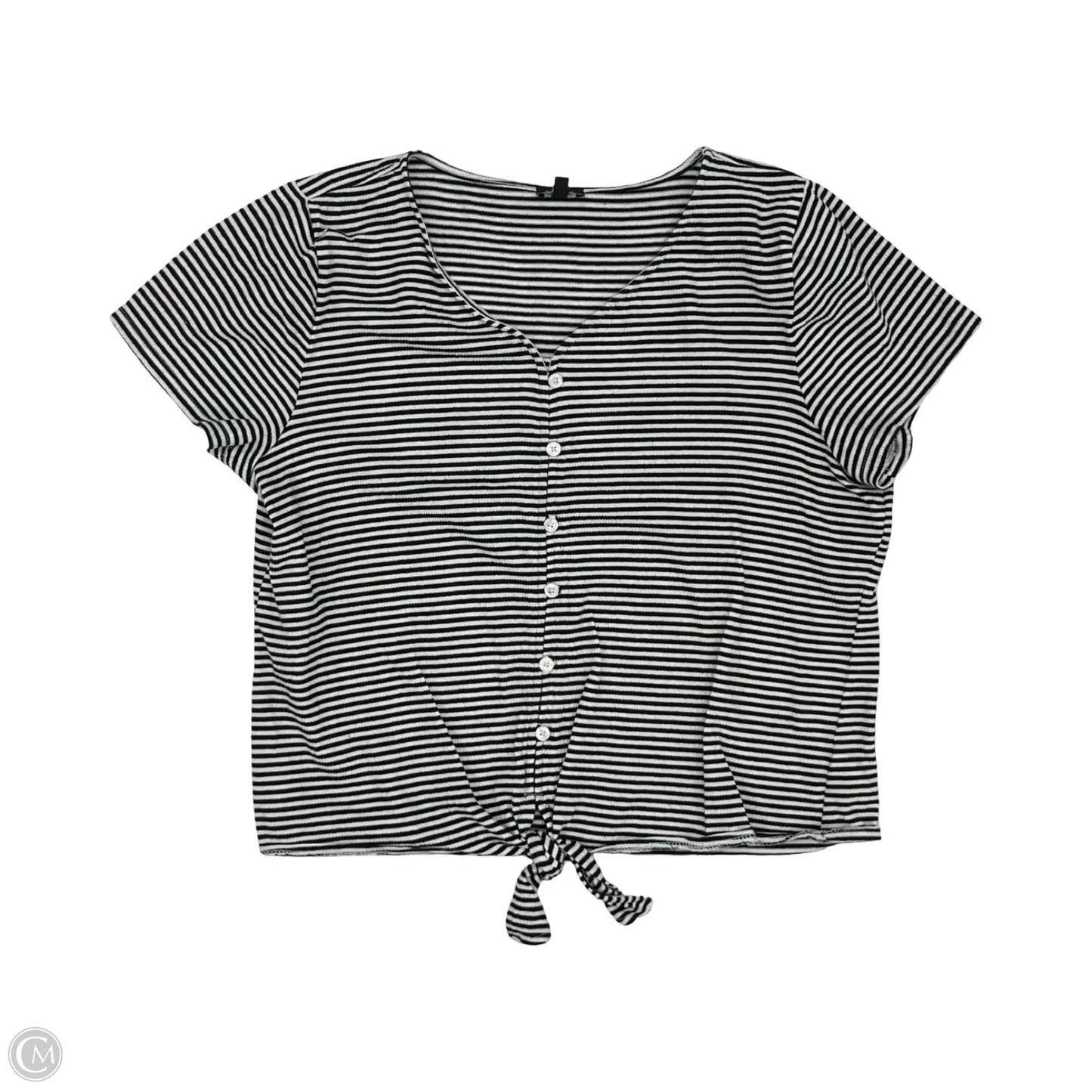 Top Short Sleeve By Talbots In Black & White, Size: L