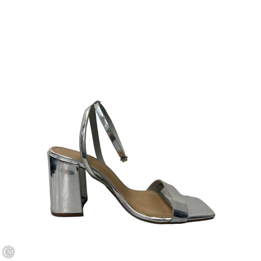 Sandals Heels Block By Asos In Silver, Size: 9