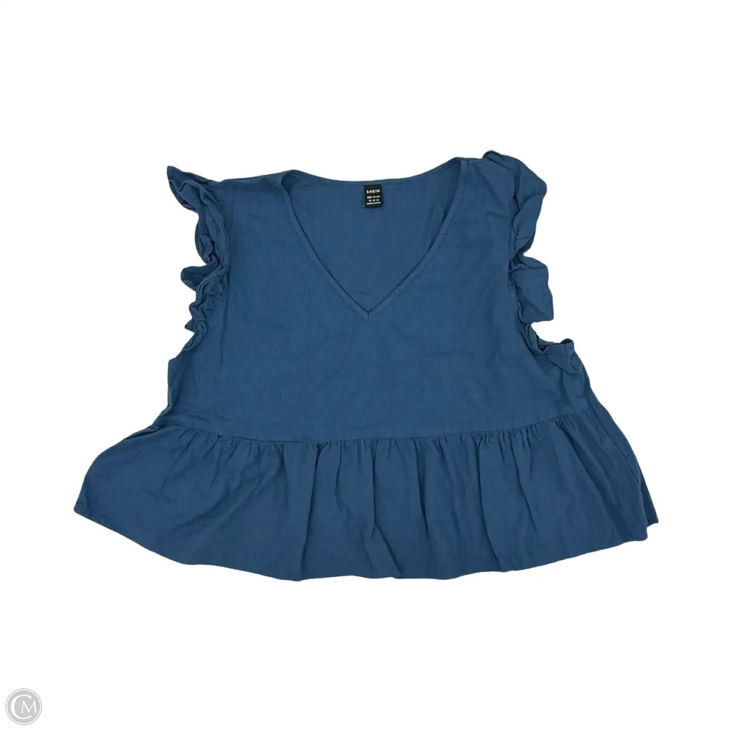 Blouse Short Sleeve By Shein In Blue, Size: L