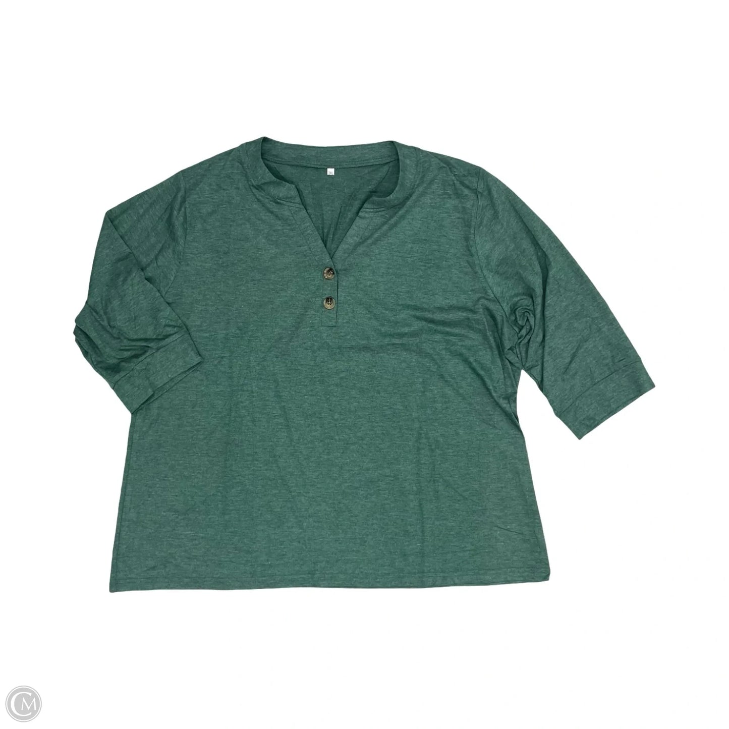 Top 3/4 Sleeve By Cme In Green, Size: 2x