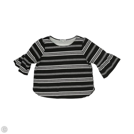 Blouse Short Sleeve By Green Envelope In Black & White, Size: 3x