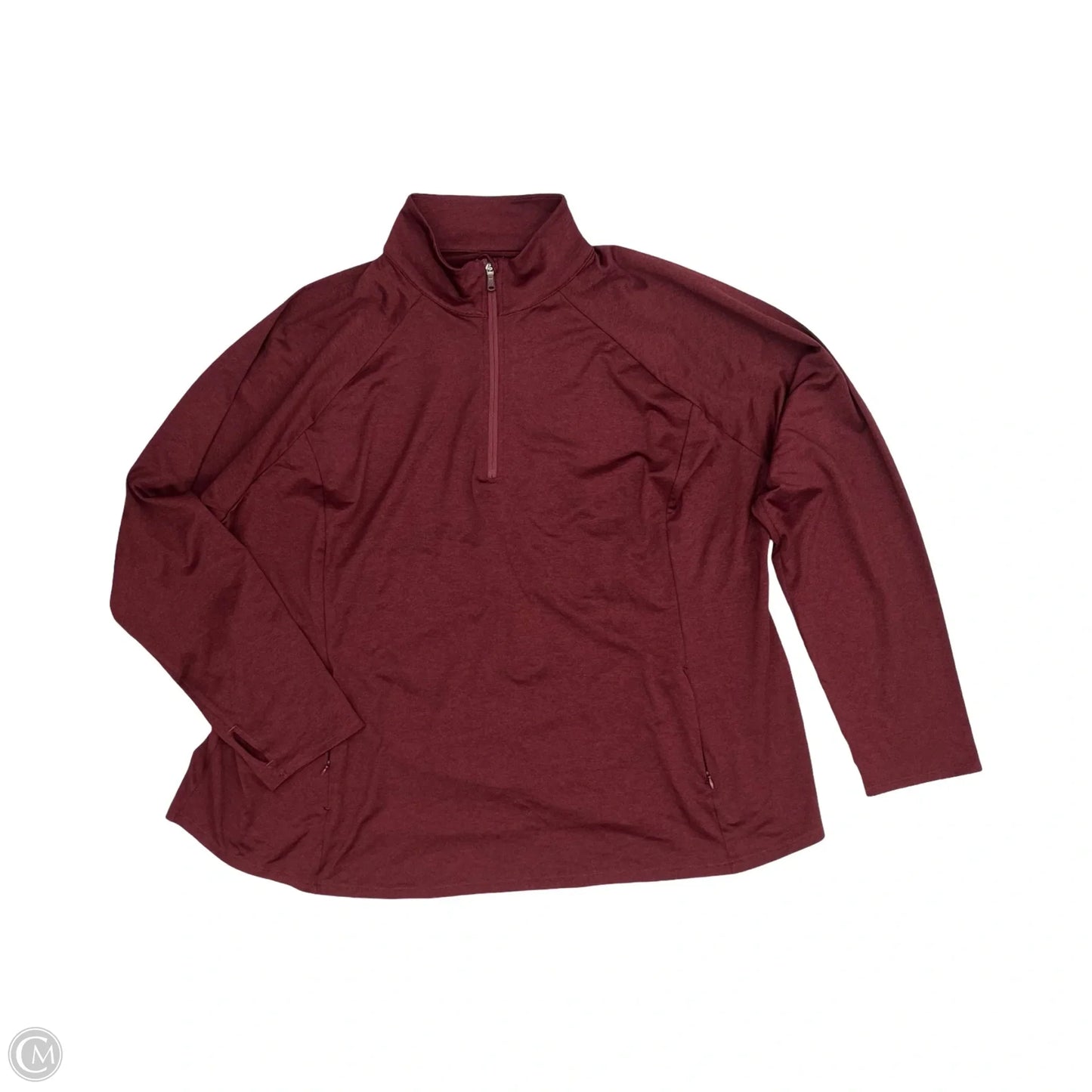 Athletic Top Long Sleeve Collar By Tek Gear In Red, Size: 4x
