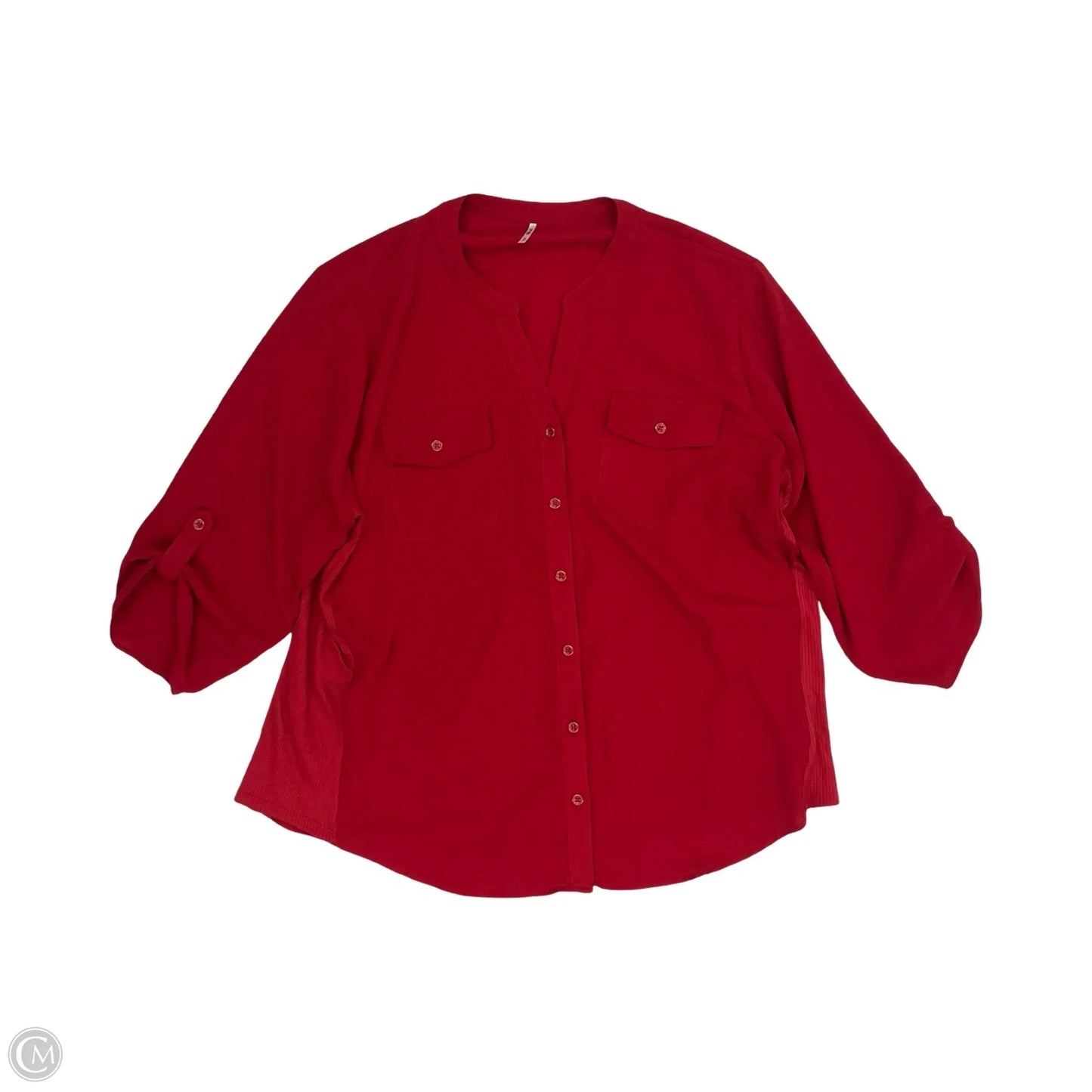 Blouse 3/4 Sleeve By Clothes Mentor In Red, Size: 3x