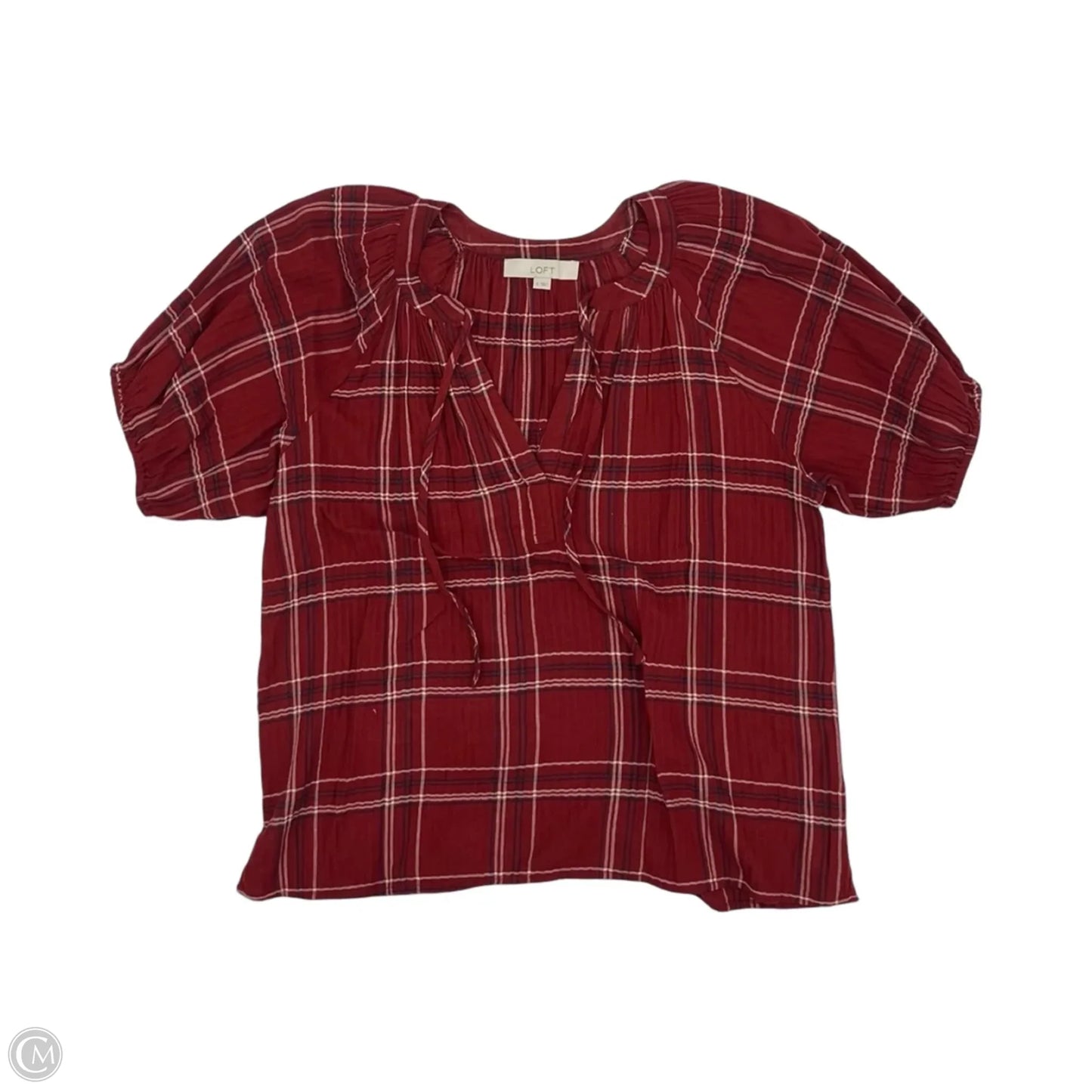 Blouse Short Sleeve By Loft In Red, Size: S