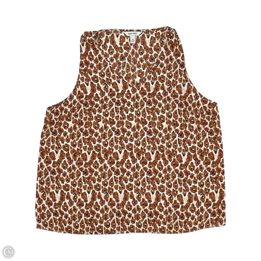 Blouse Sleeveless By Nine West In Orange & White, Size: Xl