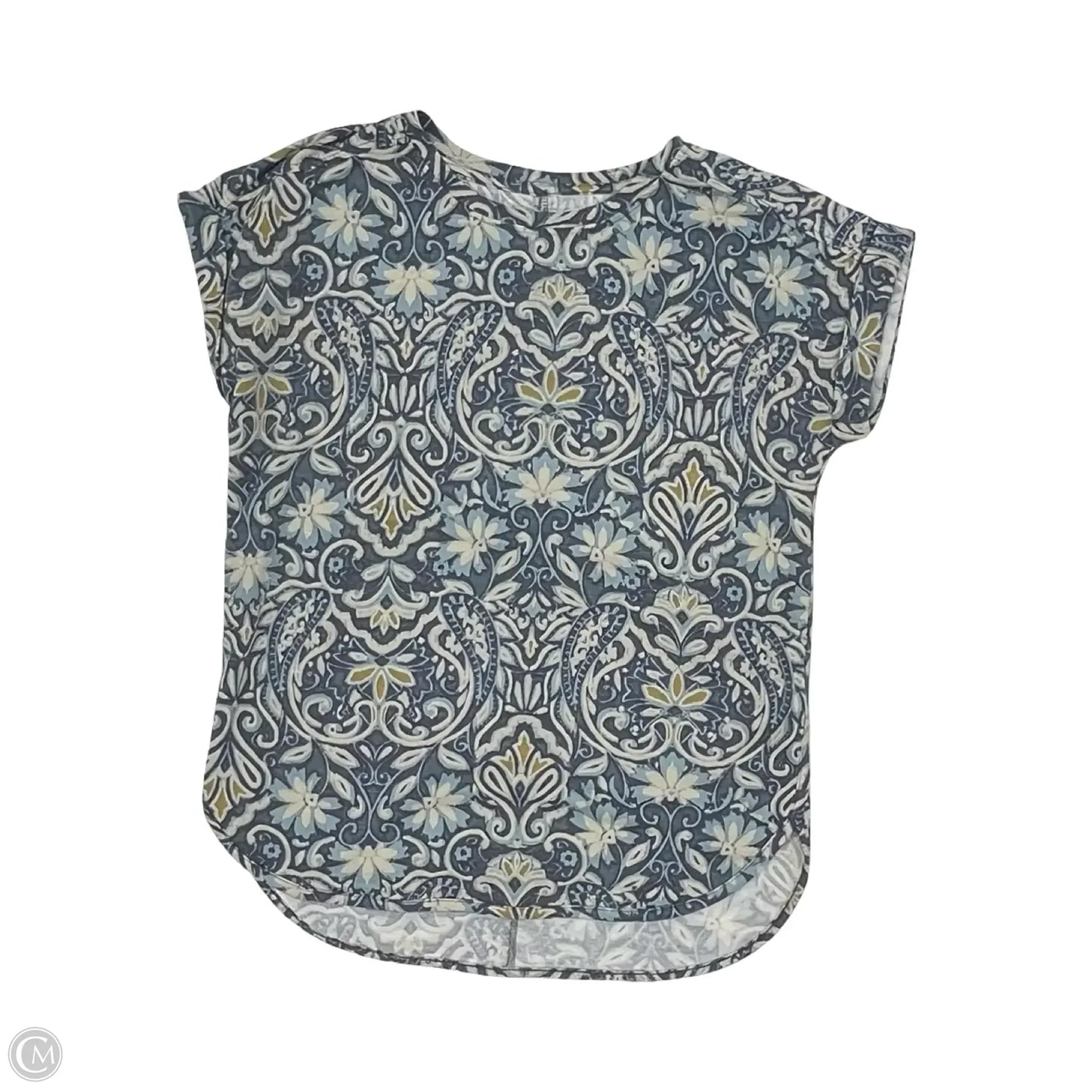Top Short Sleeve By Cupio In Blue & Cream, Size: M