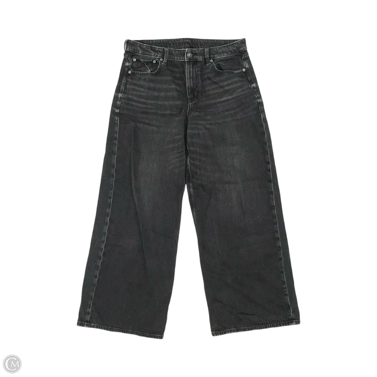 Jeans Wide Leg By American Eagle In Black Denim, Size: 8