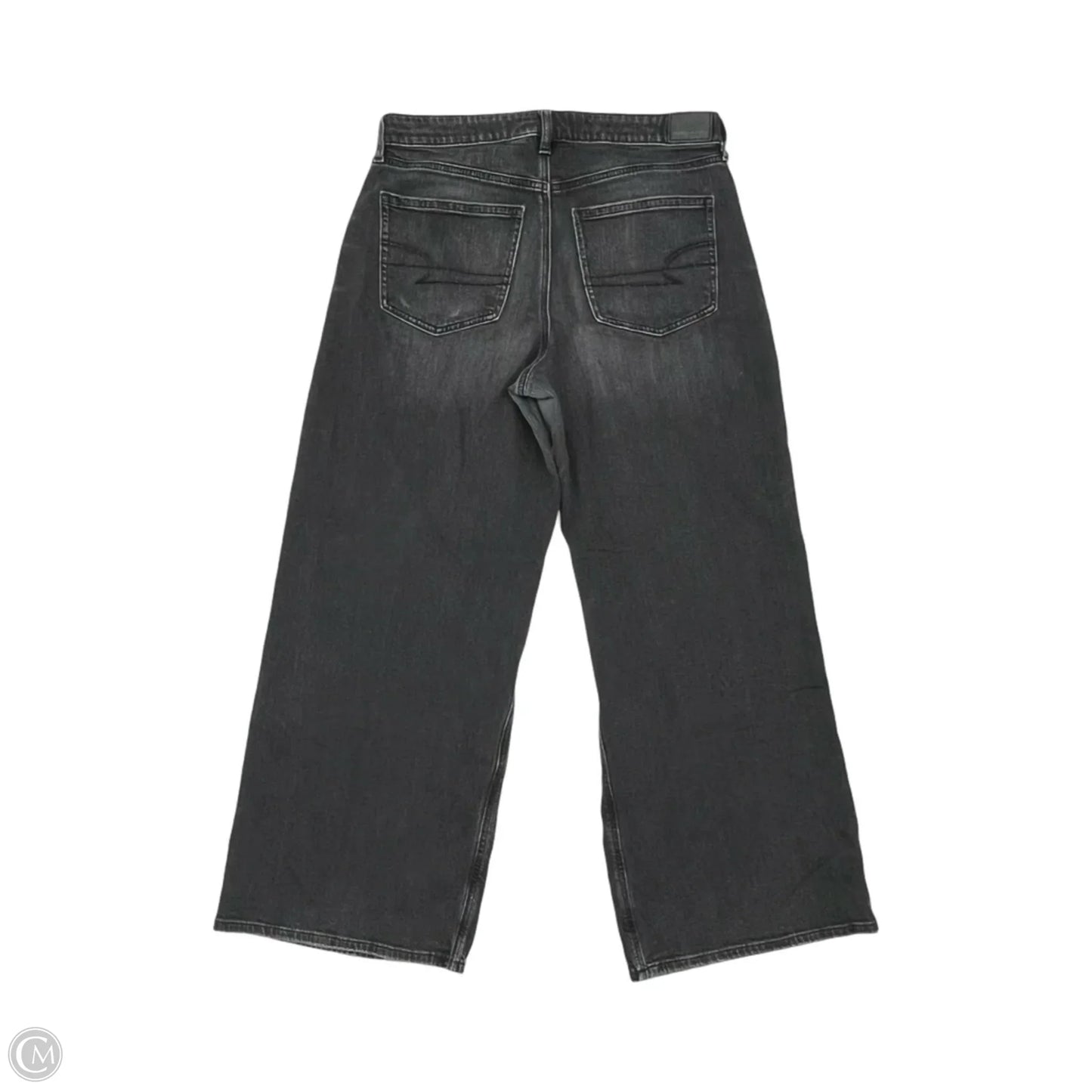 Jeans Wide Leg By American Eagle In Black Denim, Size: 8