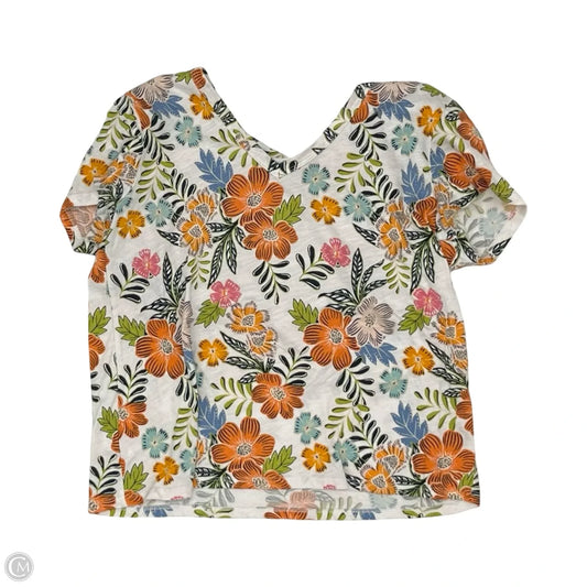 Top Short Sleeve By Loft In Floral Print, Size: S