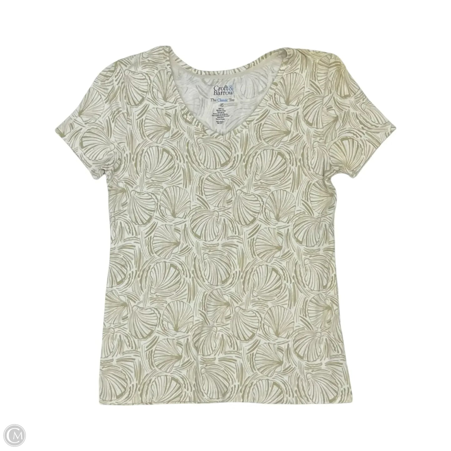 Top Short Sleeve By Croft And Barrow In Tan & White, Size: Xs