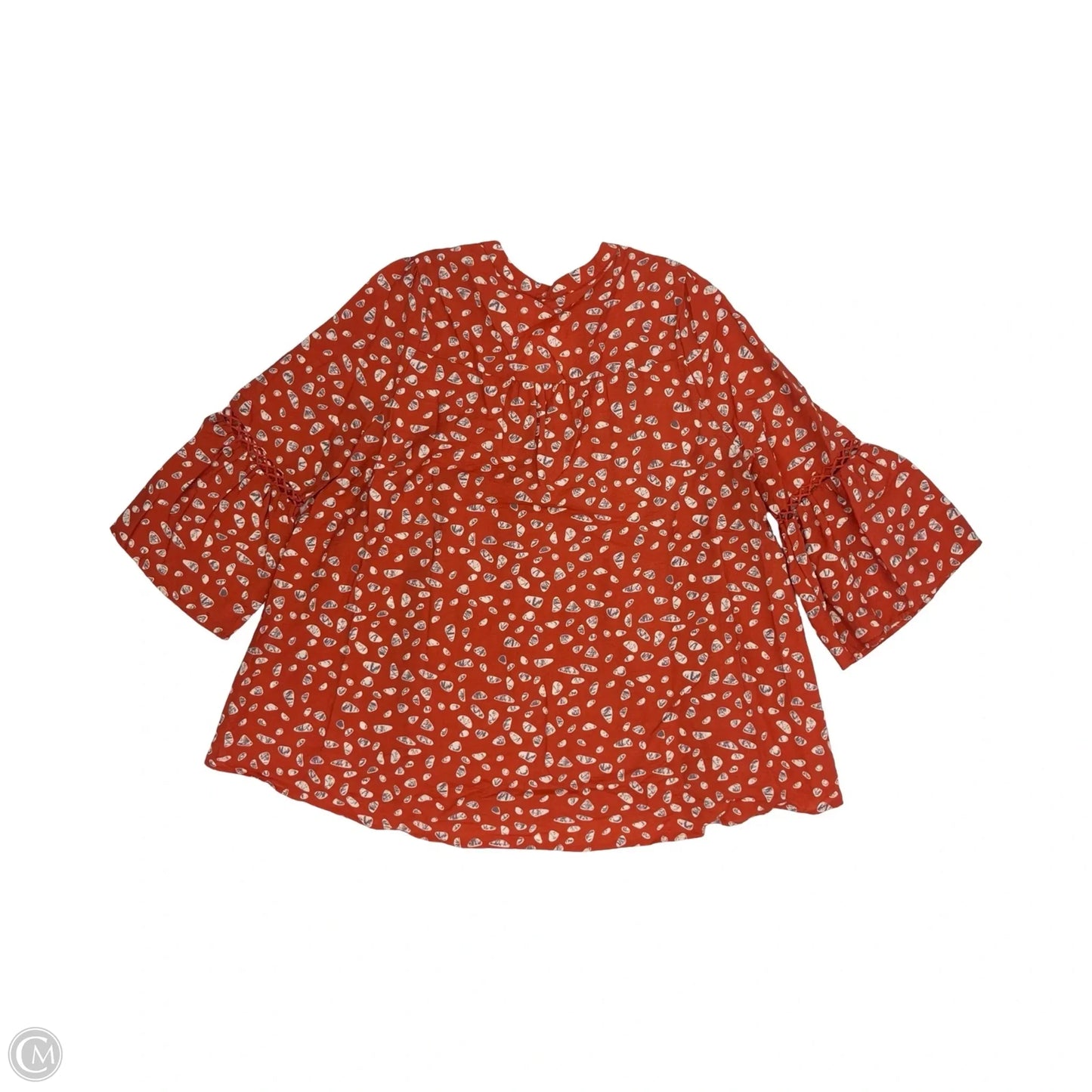 Blouse 3/4 Sleeve By Oddi In Orange, Size: L