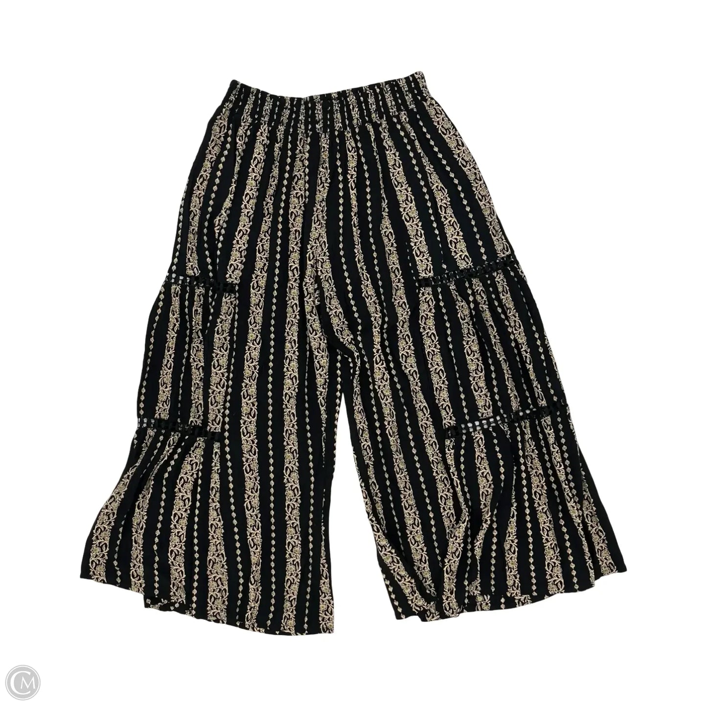 Pants Cropped By Angie In Black & Tan, Size: Xl
