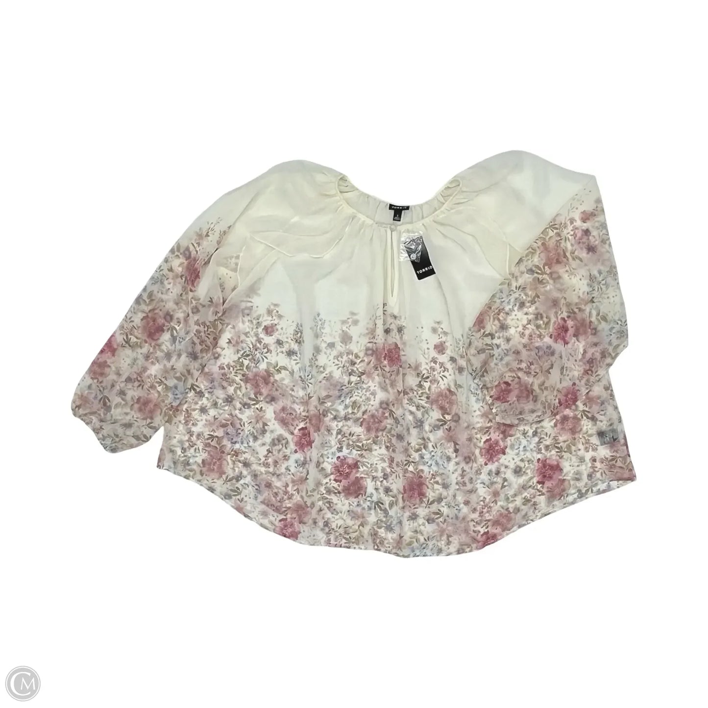 Blouse Long Sleeve By Torrid In Cream, Size: 1x