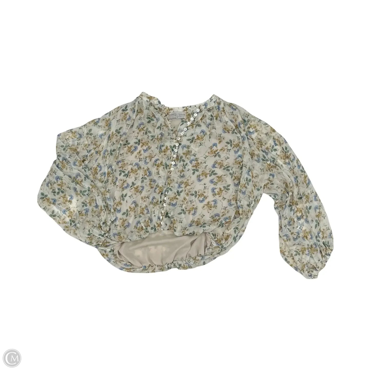 Blouse Long Sleeve By Dress Forum In Cream, Size: S