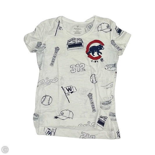 Athletic Top Short Sleeve By Fanatics In Blue & Red & White, Size: S