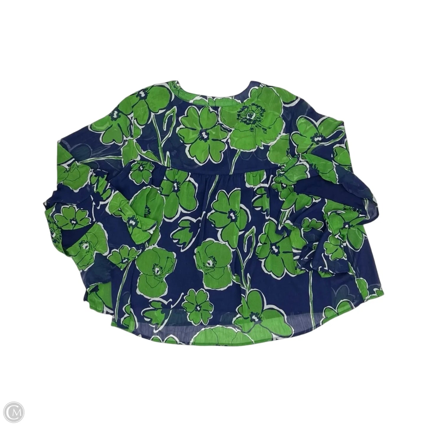 Blouse Long Sleeve By Cato In Blue & Green, Size: 2x