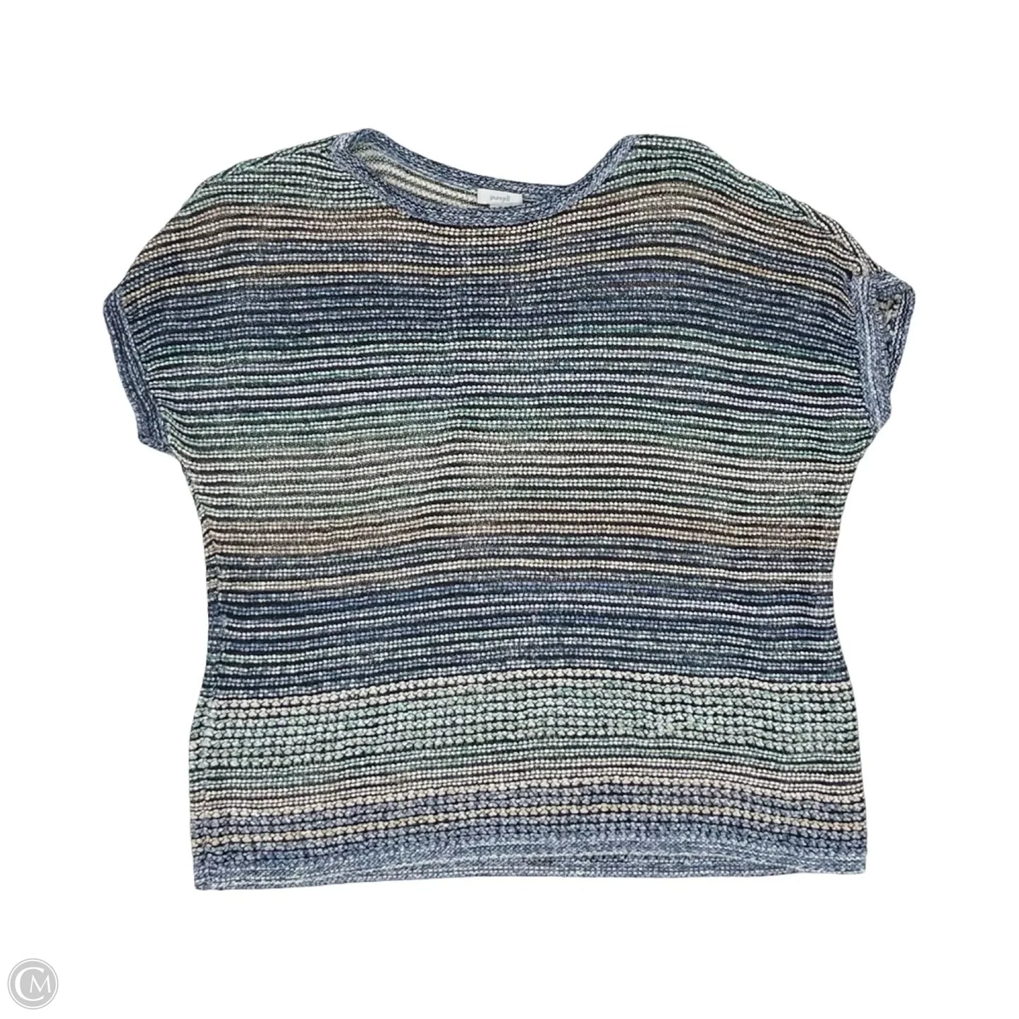 Sweater Short Sleeve By J. Jill In Blue & Cream, Size: L
