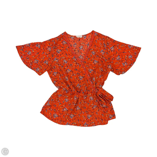 Blouse Short Sleeve By Sienna Sky In Orange, Size: L