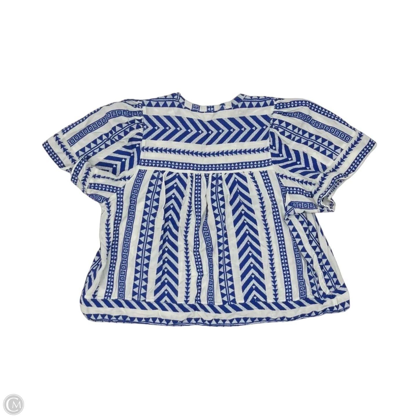 Blouse Short Sleeve By Old Navy In Blue & White, Size: Xxl