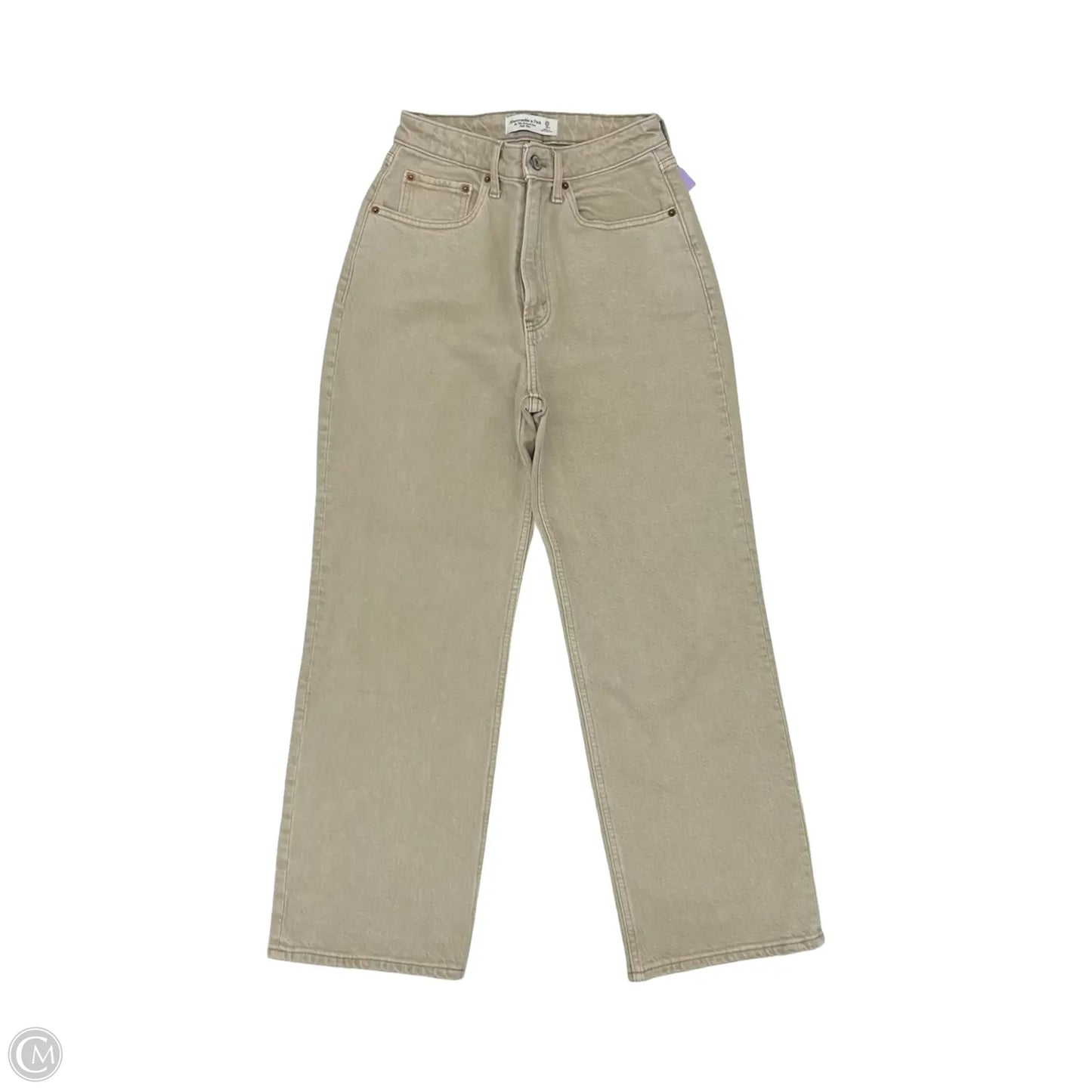 Jeans Straight By Abercrombie And Fitch In Cream Denim, Size: 0